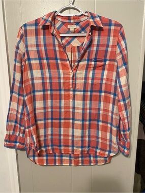 Y2K J.Crew Red & Blue Plaid Button-Front Shirt